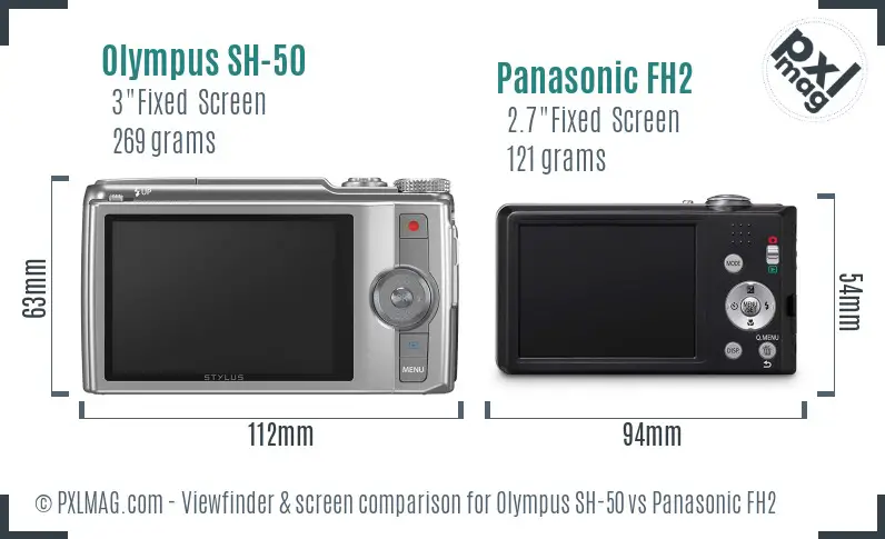 Olympus SH-50 vs Panasonic FH2 Screen and Viewfinder comparison