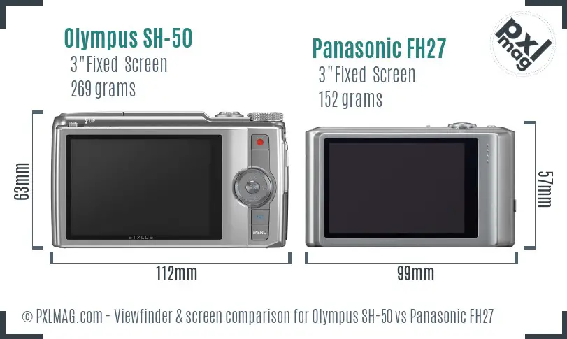 Olympus SH-50 vs Panasonic FH27 Screen and Viewfinder comparison