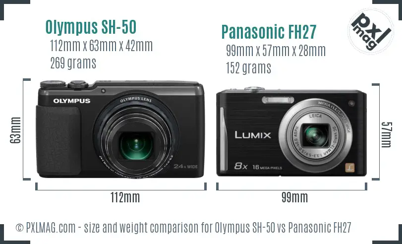 Olympus SH-50 vs Panasonic FH27 size comparison
