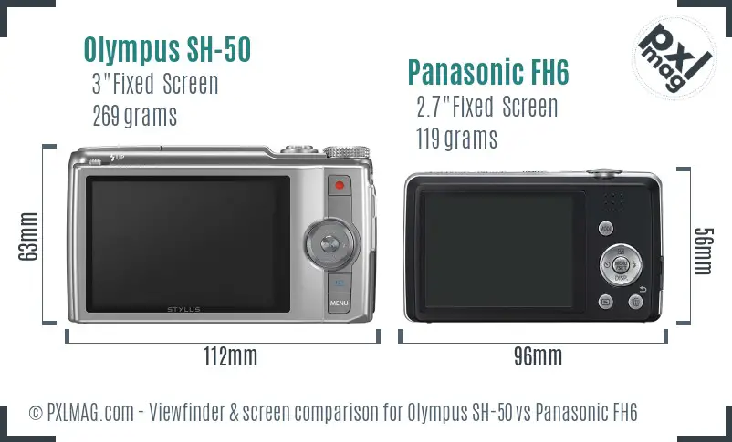 Olympus SH-50 vs Panasonic FH6 Screen and Viewfinder comparison