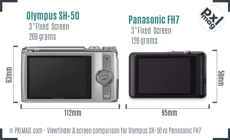 Olympus SH-50 vs Panasonic FH7 Screen and Viewfinder comparison