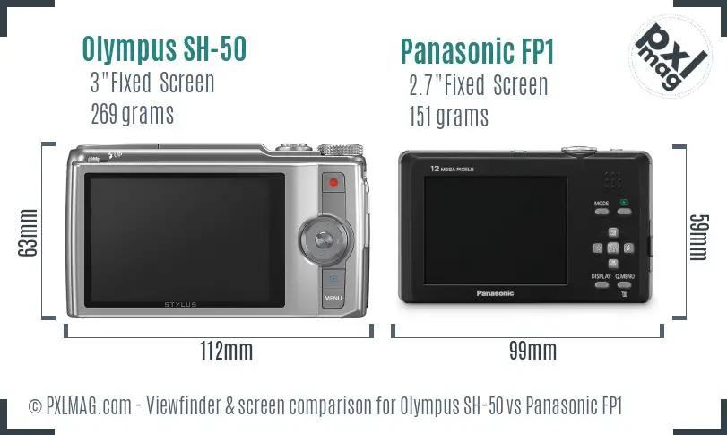 Olympus SH-50 vs Panasonic FP1 Screen and Viewfinder comparison