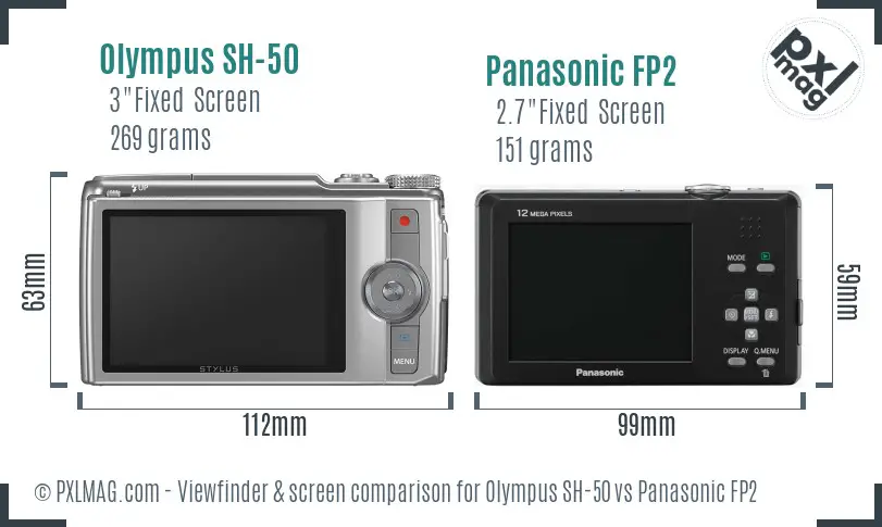 Olympus SH-50 vs Panasonic FP2 Screen and Viewfinder comparison
