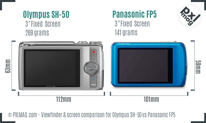 Olympus SH-50 vs Panasonic FP5 Screen and Viewfinder comparison