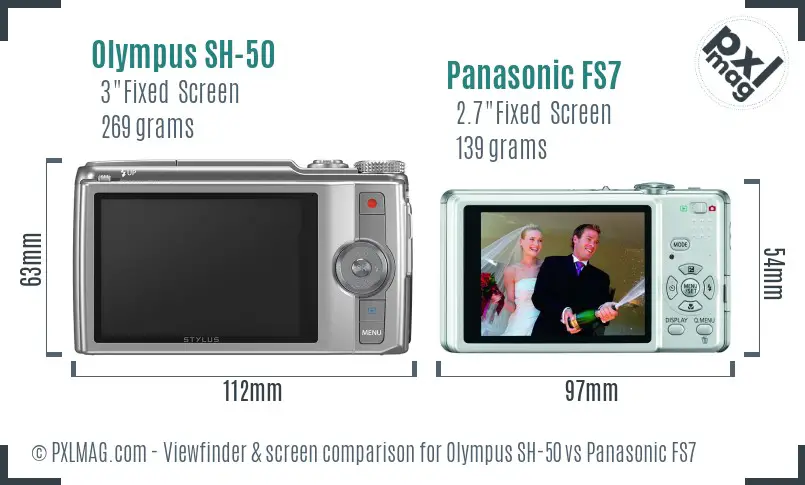 Olympus SH-50 vs Panasonic FS7 Screen and Viewfinder comparison