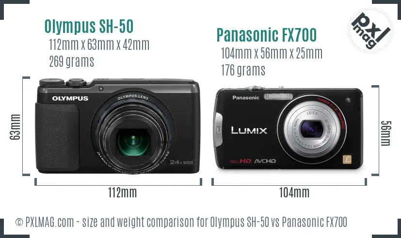 Olympus SH-50 vs Panasonic FX700 size comparison