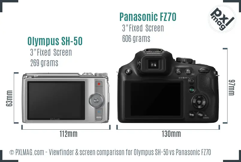 Olympus SH-50 vs Panasonic FZ70 Screen and Viewfinder comparison