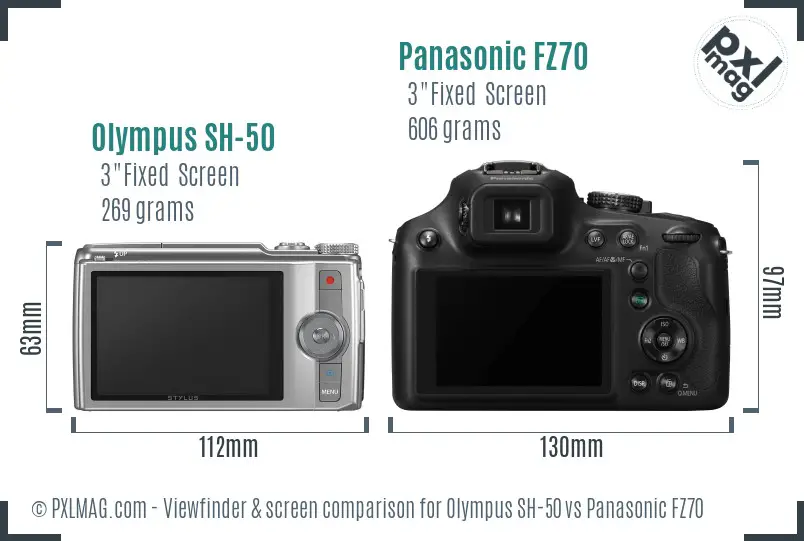 Olympus SH-50 vs Panasonic FZ70 Screen and Viewfinder comparison Olympus SH-50 vs Panasonic FZ70 Screen and Viewfinder comparison
