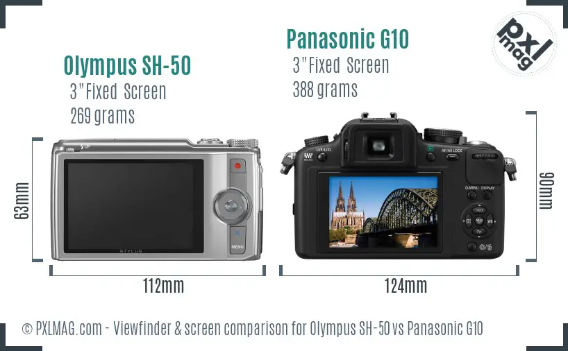 Olympus SH-50 vs Panasonic G10 Screen and Viewfinder comparison