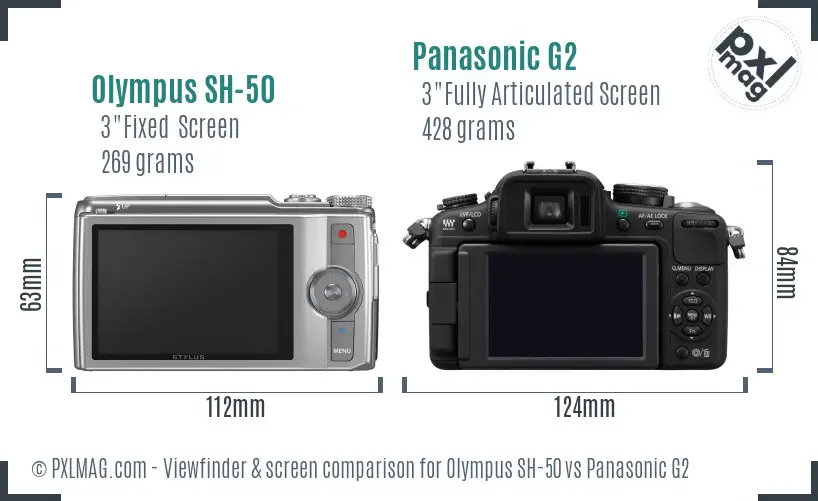 Olympus SH-50 vs Panasonic G2 Screen and Viewfinder comparison