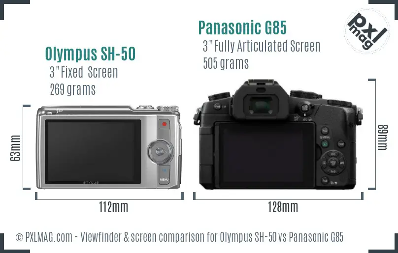 Olympus SH-50 vs Panasonic G85 Screen and Viewfinder comparison