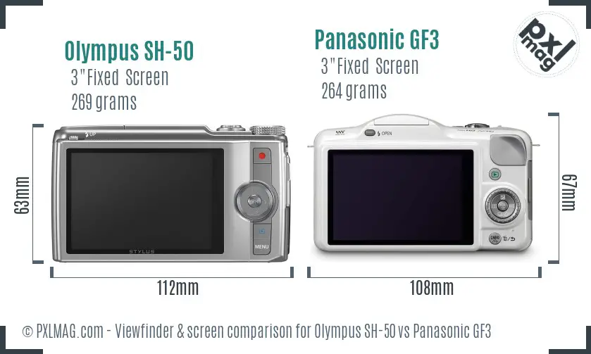 Olympus SH-50 vs Panasonic GF3 Screen and Viewfinder comparison