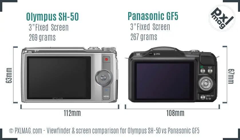 Olympus SH-50 vs Panasonic GF5 Screen and Viewfinder comparison