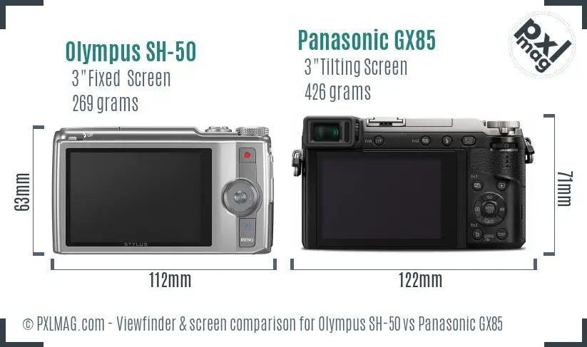 Olympus SH-50 vs Panasonic GX85 Screen and Viewfinder comparison