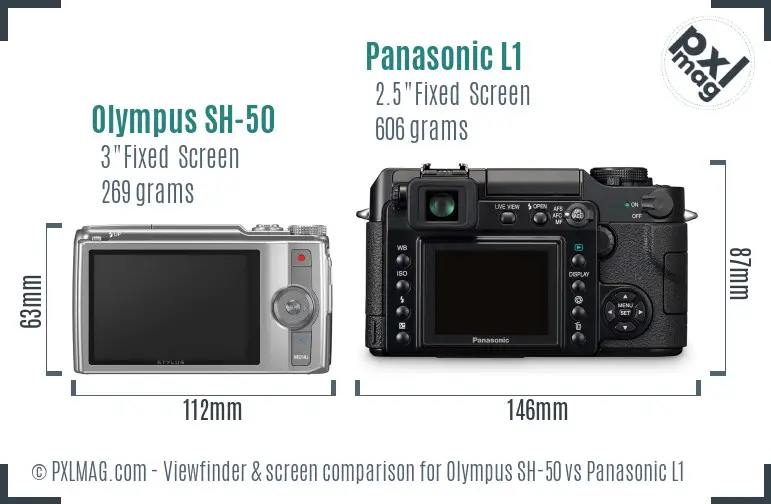 Olympus SH-50 vs Panasonic L1 Screen and Viewfinder comparison