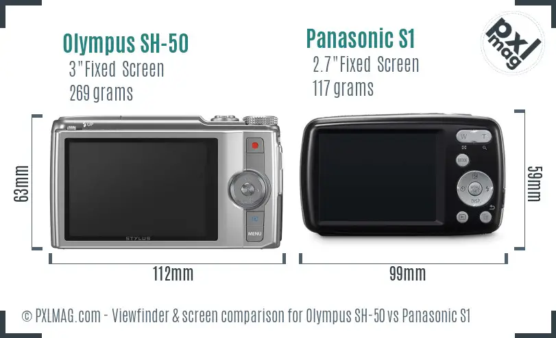 Olympus SH-50 vs Panasonic S1 Screen and Viewfinder comparison