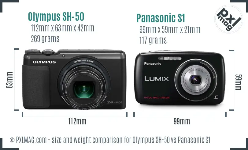 Olympus SH-50 vs Panasonic S1 size comparison