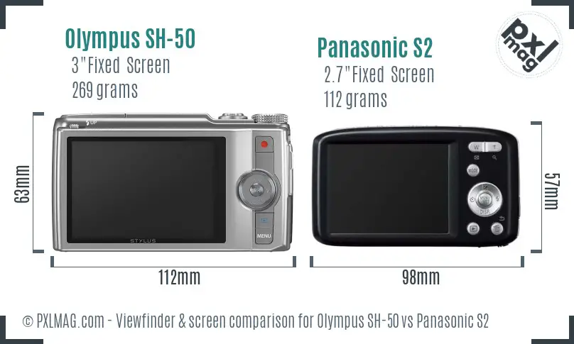 Olympus SH-50 vs Panasonic S2 Screen and Viewfinder comparison