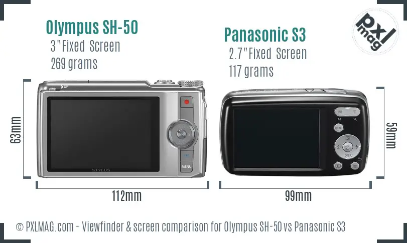Olympus SH-50 vs Panasonic S3 Screen and Viewfinder comparison