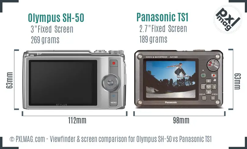 Olympus SH-50 vs Panasonic TS1 Screen and Viewfinder comparison