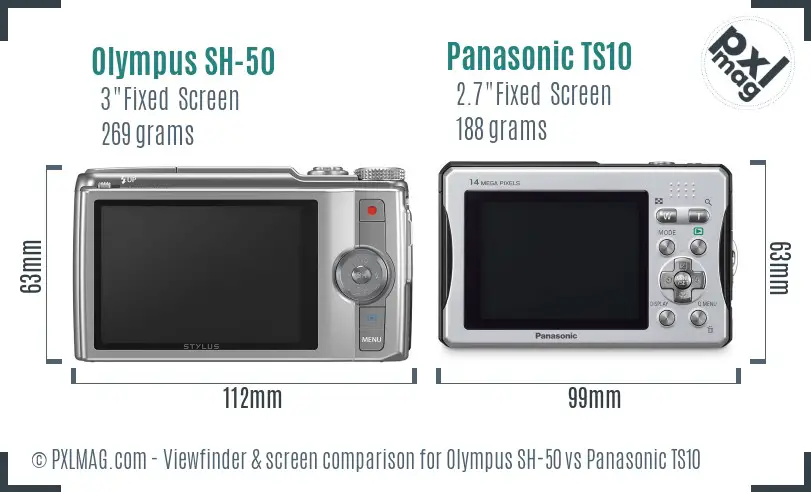 Olympus SH-50 vs Panasonic TS10 Screen and Viewfinder comparison
