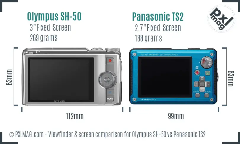 Olympus SH-50 vs Panasonic TS2 Screen and Viewfinder comparison