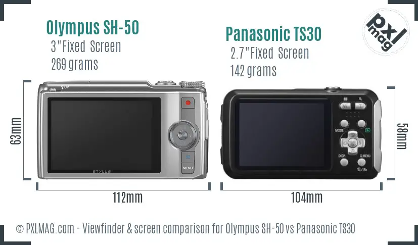 Olympus SH-50 vs Panasonic TS30 Screen and Viewfinder comparison