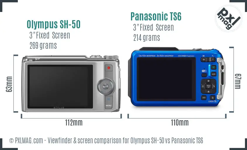 Olympus SH-50 vs Panasonic TS6 Screen and Viewfinder comparison