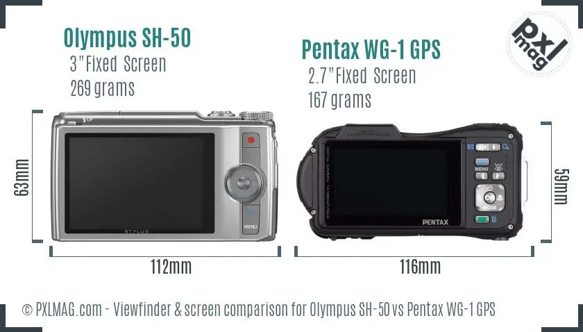 Olympus SH-50 vs Pentax WG-1 GPS Screen and Viewfinder comparison