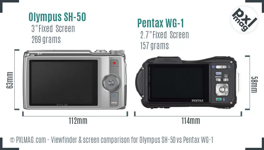 Olympus SH-50 vs Pentax WG-1 Screen and Viewfinder comparison