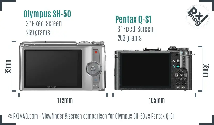 Olympus SH-50 vs Pentax Q-S1 Screen and Viewfinder comparison