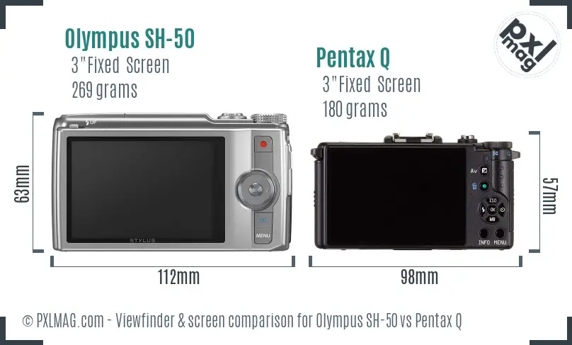 Olympus SH-50 vs Pentax Q Screen and Viewfinder comparison