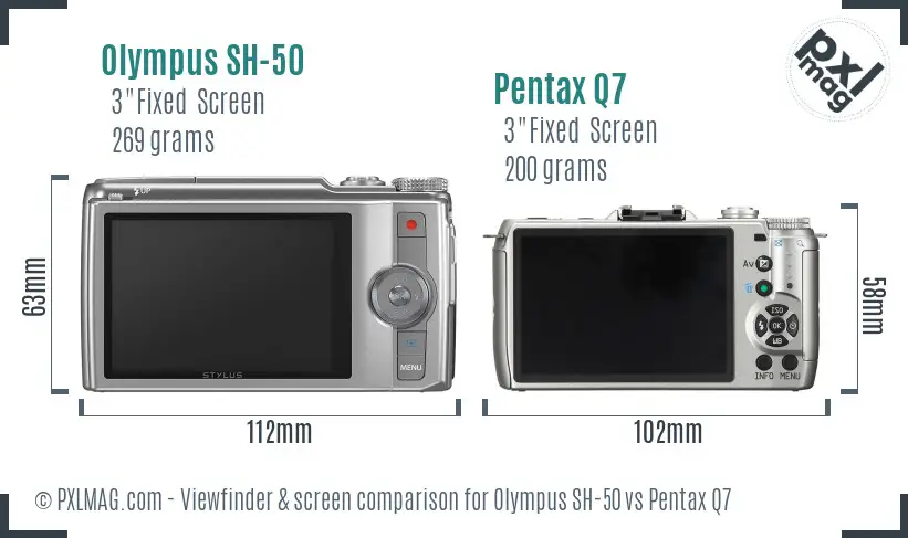 Olympus SH-50 vs Pentax Q7 Screen and Viewfinder comparison