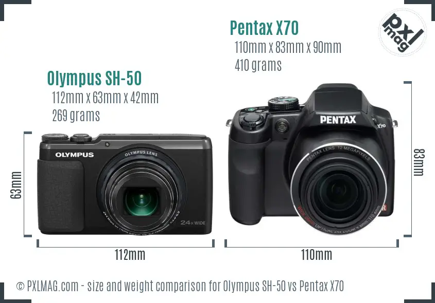 Olympus SH-50 vs Pentax X70 size comparison Olympus SH-50 vs Pentax X70 size comparison