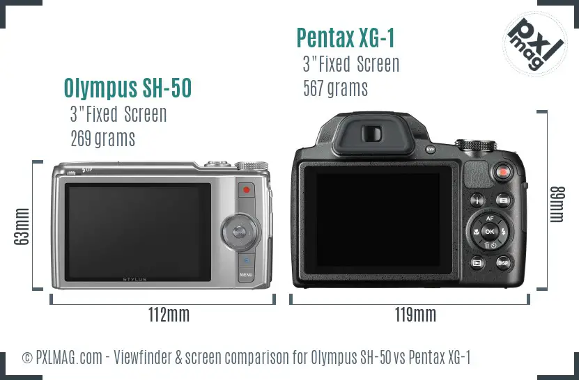 Olympus SH-50 vs Pentax XG-1 Screen and Viewfinder comparison