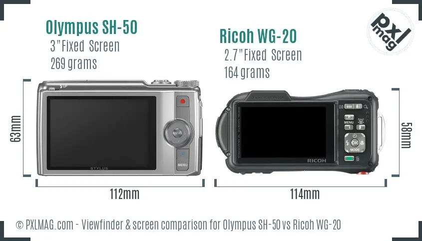 Olympus SH-50 vs Ricoh WG-20 Screen and Viewfinder comparison Olympus SH-50 vs Ricoh WG-20 Screen and Viewfinder comparison