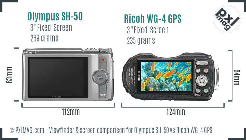 Olympus SH-50 vs Ricoh WG-4 GPS Screen and Viewfinder comparison Olympus SH-50 vs Ricoh WG-4 GPS Screen and Viewfinder comparison