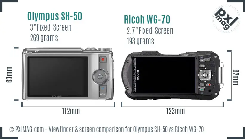 Olympus SH-50 vs Ricoh WG-70 Screen and Viewfinder comparison