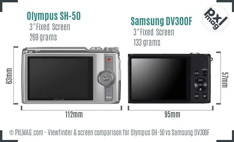 Olympus SH-50 vs Samsung DV300F Screen and Viewfinder comparison Olympus SH-50 vs Samsung DV300F Screen and Viewfinder comparison