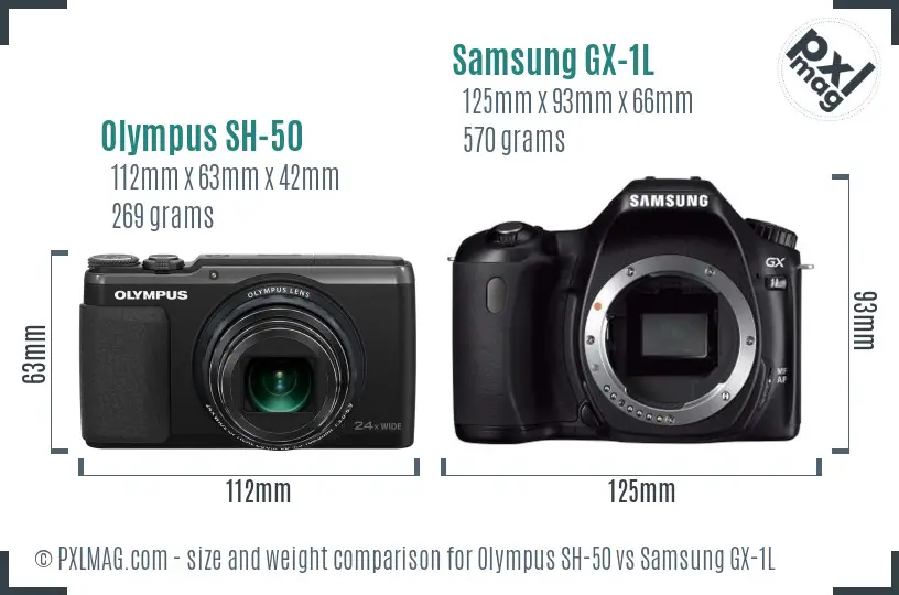 Olympus SH-50 vs Samsung GX-1L size comparison Olympus SH-50 vs Samsung GX-1L size comparison