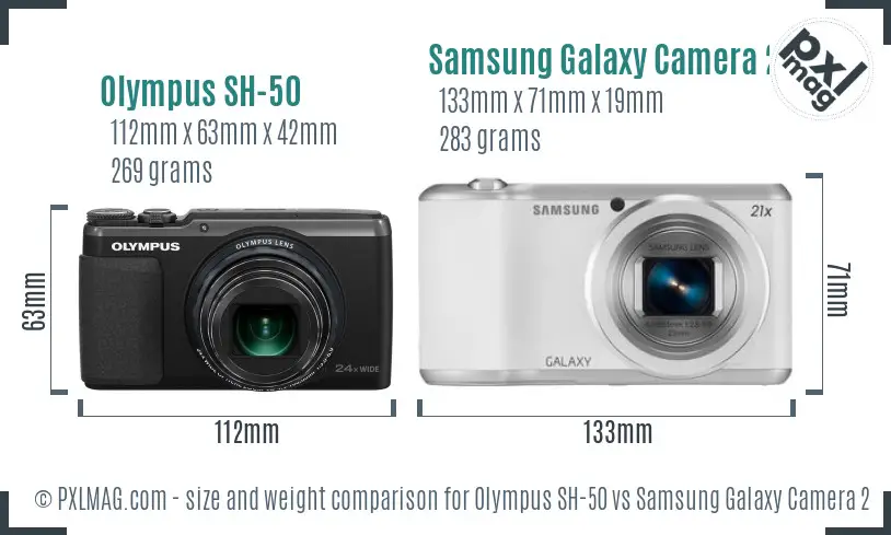 Olympus SH-50 vs Samsung Galaxy Camera 2 size comparison Olympus SH-50 vs Samsung Galaxy Camera 2 size comparison