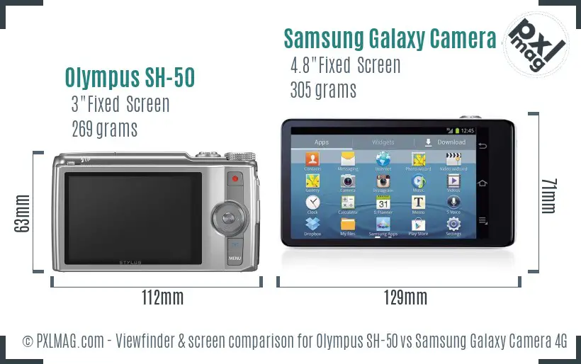 Olympus SH-50 vs Samsung Galaxy Camera 4G Screen and Viewfinder comparison Olympus SH-50 vs Samsung Galaxy Camera 4G Screen and Viewfinder comparison