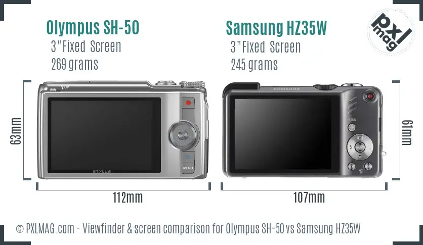 Olympus SH-50 vs Samsung HZ35W Screen and Viewfinder comparison Olympus SH-50 vs Samsung HZ35W Screen and Viewfinder comparison