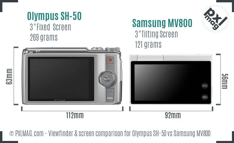 Olympus SH-50 vs Samsung MV800 Screen and Viewfinder comparison Olympus SH-50 vs Samsung MV800 Screen and Viewfinder comparison