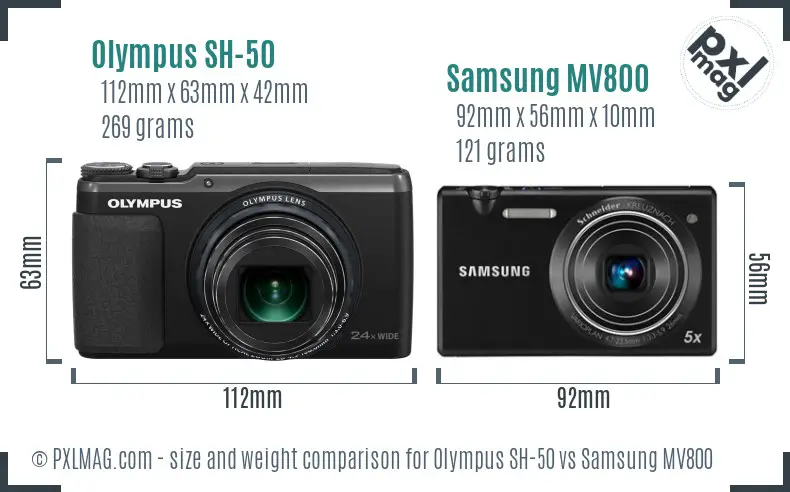 Olympus SH-50 vs Samsung MV800 size comparison Olympus SH-50 vs Samsung MV800 size comparison
