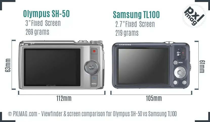 Olympus SH-50 vs Samsung TL100 Screen and Viewfinder comparison Olympus SH-50 vs Samsung TL100 Screen and Viewfinder comparison
