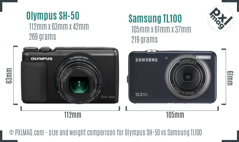Olympus SH-50 vs Samsung TL100 size comparison Olympus SH-50 vs Samsung TL100 size comparison