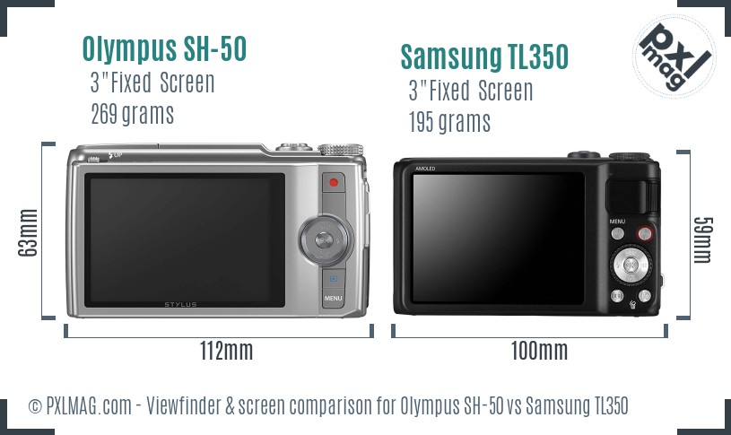 Olympus SH-50 vs Samsung TL350 Screen and Viewfinder comparison