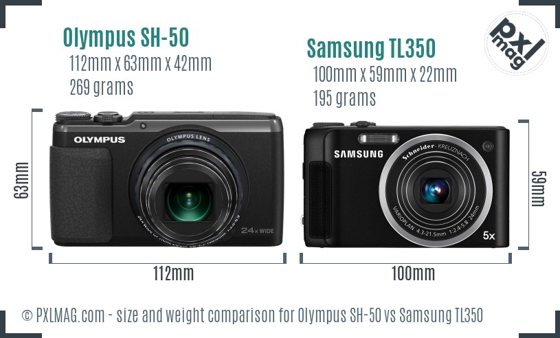 Olympus SH-50 vs Samsung TL350 size comparison Olympus SH-50 vs Samsung TL350 size comparison