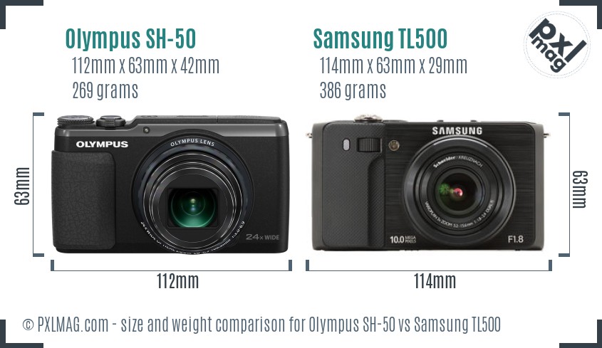 Olympus SH-50 vs Samsung TL500 size comparison Olympus SH-50 vs Samsung TL500 size comparison